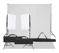 vidaXL Kit de studio photo avec éclairage et toile de fond