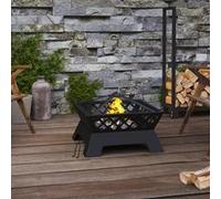 vidaXL Foyer avec tisonnier 50 cm XXL acier, chauffage, chauffe-terrasse, foyer extérieur, cheminée, chauffage d'extérieur, bol à feu G