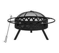 Foyer avec Tisonnier Brasero Barbecue Camping Jardin Patio Noir Acier vidaXL