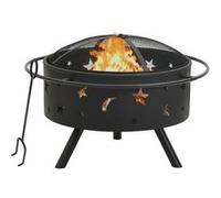 vidaXL Foyer avec tisonnier 76 cm XXL Acier Noir G