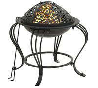vidaXL Foyer avec Tisonnier, Brasero de Barbecue avec Bol, Foyer de Camping avec Couvercle, Brasero avec Anneau Jardin 360059