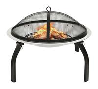 vidaXL Foyer et barbecue avec tisonnier 2 en 1 56x56x49 cm Inox