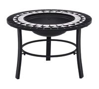 vidaXL Foyer Mosaïque Braséro de Jardin Foyer de Terrasse Braséro de Terrasse Foyer d'Extérieur Cour Arrière Noir et Blanc 46721
