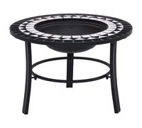 vidaXL Foyer mosaïque Noir et blanc 68 cm Céramique