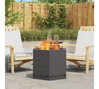 vidaXL Foyer sans fumée hexagonal noir 58x58x51 cm en acier
