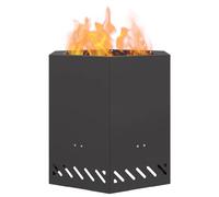 Brasero - Hexagonal - Acier enduit de poudre - 48x48x51 cm - Sans fumée - Noir