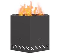 vidaXL Braise Noir 58 x 58 x 51 cm Acier, Brasero de Jardin et terrasse, Design Hexagonal Moderne, Accessoire extérieur Robuste, de Nuit sans fumée, résistant aux intempér