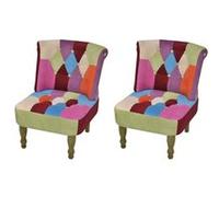 vidaXL Franse stoelen st met patchwork ontwerp tissu Multicolore G