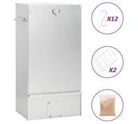vidaXL Fumoir pour four et barbecue 364746 avec copeaux de bois 44,5x29x83 cm Argent G