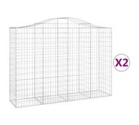 vidaXL Gabions avec arc surélevé 2 pcs. 200x50x140/160cm Fer galvanisé