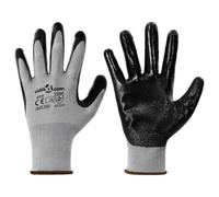vidaXL Gants de Travail 12 pcs Gris et Noir 8 / m Polyester, Équipement Moderne de Protection, Gants de sécurité, Accessoires Flexibles, vêtements durables, Confort Optimal pour Jardin, ateli