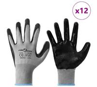 vidaXL Gants de Travail 12 pcs Gris et Noir 9 / l Polyester