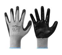 vidaXL Gants de Travail 12 pcs Gris et Noir 9 / l Polyester, Équipement Moderne de Protection, Gants de sécurité, Accessoires Flexibles, vêtements durables, Confort Optimal pour Jardin, ateli