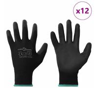vidaXL Gants de Travail 12 pcs Noir 11 / XXL Polyester