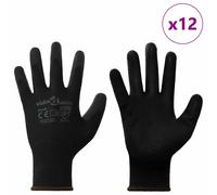 vidaXL Gants de Travail 12 pcs Noir 8 / m Polyester