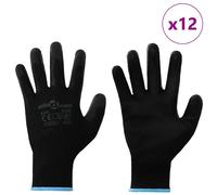 vidaXL Gants de Travail 12 pcs Noir 9 / l Polyester