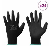 vidaXL Gants de Travail 24 pcs Noir 11 / XXL Polyester