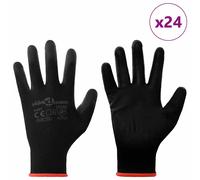 vidaXL Gants de Travail 24 pcs Noir 7 / S Polyester