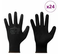 vidaXL Gants de Travail 24 pcs Noir 8 / m Polyester