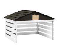 vidaXL Garage de Tondeuse à Gazon Robotique Abri de Tondeuse Housse pour Tondeuse à Gazon Protection Extérieur Noir et Blanc 78x74x54 cm Bois de Sapin