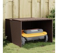 vidaXL Garage pour Robot Tondeuse, Abri de Rangement pour Robot Tondeuse, Auvent de Jardin Terrasse, Marron 86x90x52/57 cm Résine Tressée