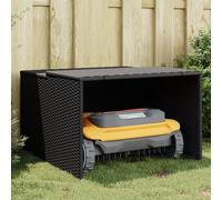 Garage pour robot tondeuse noir 86x90x52 57 cm résine tressée