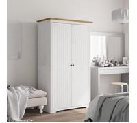 Vidaxl Garde-Robe Bodo Blanc Marron 99x53,5x173 Cm Bois Massif De Pin Multicolore