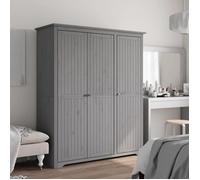 vidaXL Garde-robe, Armoire à Vêtements, Placard de Vêtements, Meuble de Rangement, Organisateur de Chambre, Gris Bois Massif 355064