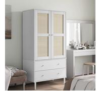 Armoire « SENJA » blanche 90 x 55 x 175 cm en pin massif avec tiroirs et compartiments