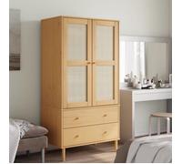 vidaXL Garde-robe Senja – 2 tiroirs, 4 compartiments, porte – Aspect rotin marron