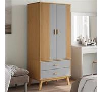 Vidaxl Garde-Robe Olden Gris Et Marron 76,5x53x172 Cm Bois Massif Pin Multicolore