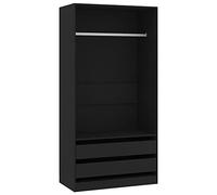 vidaXL Garde-Robe, Armoire de Rangement, Étagère à Vêtements, Meuble de Chambre à Coucher, Organisateur de Maison Intérieur, Noir Bois d’Ingénierie