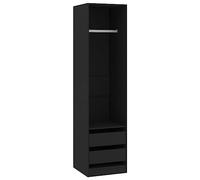 vidaXL Garde-Robe, Armoire de Rangement, Organisateur de Chambre à Coucher, Meuble de Rangement Maison Intérieur, avec Tiroirs Noir Bois d’Ingénierie