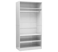 vidaXL Garde-Robe, Armoire de Rangement, Organisateur de Chambre à Coucher, Meuble de Rangement Maison Intérieur, Blanc Brillant Bois d’Ingénierie