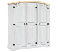 vidaXL Pin Garde-Robe Mexicain 3 Portes Armoire à Vêtements Armoire de Rangement Organisateur Chambre à Coucher Vestiaire Maison Blanc