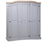 vidaXL Garde-robe avec 3 portes Gamme Corona pin mexicain Gris