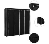 vidaXL Garde-robe avec 4 compartiments Noir 175x45x170 cm