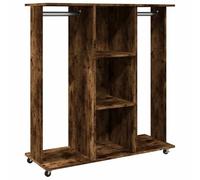 vidaXL Garde-Robe avec Roues chêne fumé 102x38x110cm Bois d'ingénierie, Armoire de Rangement, Organisateur de Garde-Robe, Armoire, Placard
