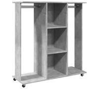 vidaXL Garde-Robe avec Roues Gris béton 102x38x110cm Bois d'ingénierie, Armoire de Rangement, Organisateur de Garde-Robe, Armoire, Placard