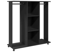 vidaXL Garde-Robe avec Roues Noir 102x38x110 cm Bois d'ingénierie, Armoire de Rangement, Organisateur de Garde-Robe, Armoire, Placard
