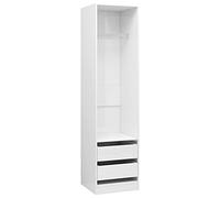 vidaXL Garde-Robe avec Tiroirs, Armoire de Rangement, Étagère à Vêtements, Meuble de Chambre à Coucher, Organisateur de Maison Intérieur, Blanc Brillant Bois d’Ingénierie