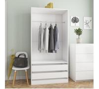 vidaXL Garde-Robe, Armoire de Rangement, Organisateur de Chambre à Coucher, Meuble de Rangement Maison Intérieur, Blanc Bois d’Ingénierie