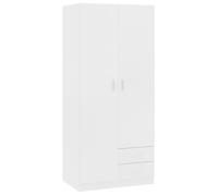 vidaXL Garde-Robe Armoire à Vêtements Armoire de Rangement avec 2 Portes et 2 Tiroirs Organisateur Chambre à Coucher Maison Blanc 80x52x180 cm Aggloméré