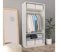 vidaXL Garde-Robe, Armoire de Rangement, Organisateur de Chambre à Coucher, Meuble de Rangement Maison Intérieur, Blanc Brillant Bois d’Ingénierie