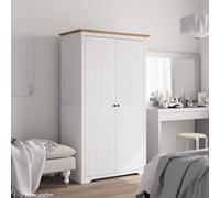 Vidaxl Garde-Robe Bodo Blanc Marron 99x53,5x173 Cm Bois Massif De Pin Multicolore