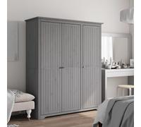 vidaXL Garde-robe, Armoire à Vêtements, Placard de Vêtements, Meuble de Rangement, Organisateur de Chambre, Gris Bois Massif 355064
