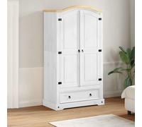 Vidaxl Garde-Robe Corona Blanc 102x52x186 Cm Bois De Pin Massif Blanc