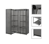 vidaXL Garde-Robe d'angle Penderie Armoire de Rangement Stockage Vêtements Meuble de Rangement Organisateur Chambre à Coucher Chaussures Gris