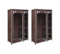vidaXL Garde-robe en tissu 2 pcs Marron