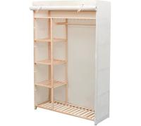 Vidaxl Garde-Robe En Tissu Et Bois De Pin 110 X 40 X 170 Cm Blanc